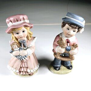 Vintage Homeco Victorian Girl and Boy 6" tall Figurines #1419 Like New Condition